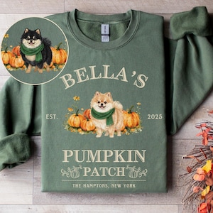 Pomeranian Sweatshirt Halloween Dogs Shirt Personalized Pomeranian Sweater Pumpkin Farm Dog Crewneck Pom Mom Gift Pomeranian Shirts Fall