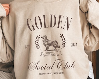 Golden Retriever Sweatshirt Personalized Golden Social Club Shirt Golden Retriever Sweater Dog Mom Crewneck Golden Retrievers Gift Dog Lover
