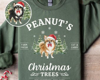 Personalized Long-Haired Chihuahua Christmas Sweatshirt, Custom Dog Mom Gift, Chihuahua Lover
