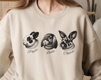 Sweat lapin personnalisé cadeau propriétaire lapin Sweat lapin cadeau personnalisé animal de compagnie chemise pull race de lapin amoureux des lapins chemise lapin nom personnalisé