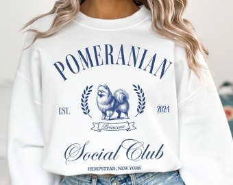 Pommern Sweatshirt, personalisierte Pommern Shirt, Social Club Pullover, Hundemutter Rundhalsausschnitt, Pommern Geschenke, Pommern Liebhaber Hundeshirts