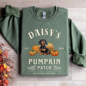 Fall Dachshund Sweatshirt, Personalized Dachshund Shirt, Wiener Dog Shirt, Halloween Doxie Mom Crewneck, Fall Dog Sweater, Dachshund Lover
