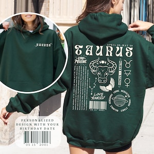 Taurus Hoodie Astrology Y2K Hoodie Zodiac Sign Gift Custom Birthday Gift Retro Graphic Sweatshirt Trendy Positive Words Shirt Taurus Gift