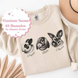 Custom Bunny Sweatshirt Gift Rabbit Lover Shirt Bunny Custom Pet Shirt Gift Bunny Breed Sweatshirt Bunny Mom Gift Custom Name Bunny Shirt