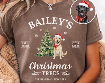 Labrador Retriever Weihnachtsshirt, Benutzerdefinierte Hunde-T-Shirt, Weihnachtshundemutter Geschenk, Labrador Retriever-Shirt, personalisierter Hund Weihnachtsbaum