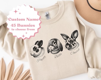 Custom Bunny Sweatshirt Gift Rabbit Lover Shirt Bunny Custom Pet Shirt Gift Bunny Breed Sweatshirt Bunny Mom Gift Custom Name Bunny Shirt