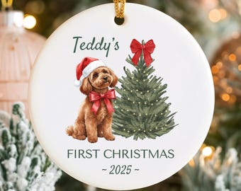 Personalized Poodle Christmas Ornament, Custom Dog First Christmas Gift, Pet Keepsake for Poodle Dog Owner
