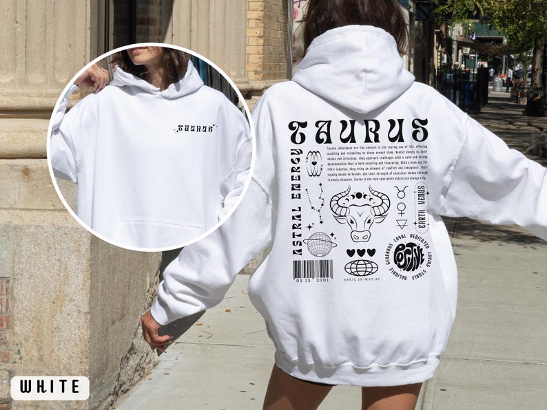 Sudadera con capucha Tauro, regalo de astrología, sudadera Tauro, sudadera Y2K, regalo de signo del zodiaco, regalo de cumpleaños personalizado, camiseta del zodiaco, sudadera con capucha con palabra de moda, regalo Tauro imagen 3