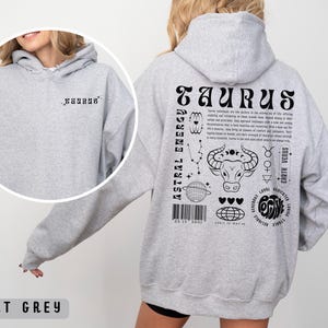 Sudadera con capucha Tauro, regalo de astrología, sudadera Tauro, sudadera Y2K, regalo de signo del zodiaco, regalo de cumpleaños personalizado, camiseta del zodiaco, sudadera con capucha con palabra de moda, regalo Tauro imagen 7