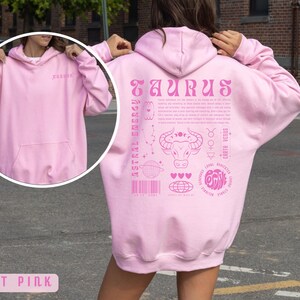 Sudadera con capucha Tauro, regalo de astrología, sudadera Tauro, sudadera Y2K, regalo de signo del zodiaco, regalo de cumpleaños personalizado, camiseta del zodiaco, sudadera con capucha con palabra de moda, regalo Tauro imagen 5
