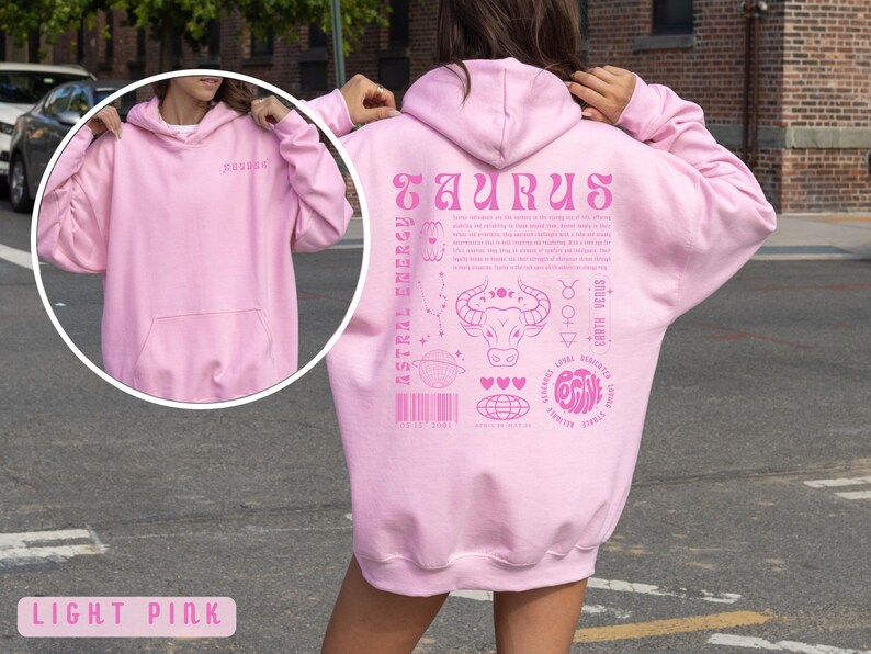 Sudadera con capucha Tauro, regalo de astrología, sudadera Tauro, sudadera Y2K, regalo de signo del zodiaco, regalo de cumpleaños personalizado, camiseta del zodiaco, sudadera con capucha con palabra de moda, regalo Tauro imagen 5
