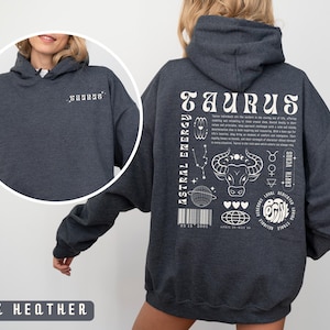 Sudadera con capucha Tauro, regalo de astrología, sudadera Tauro, sudadera Y2K, regalo de signo del zodiaco, regalo de cumpleaños personalizado, camiseta del zodiaco, sudadera con capucha con palabra de moda, regalo Tauro imagen 8