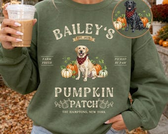 Labrador Retriever Halloween Sweatshirt, Personalized Pumpkin Patch Dog Shirt, Custom Lab Sweater, Fall Labrador Gifts