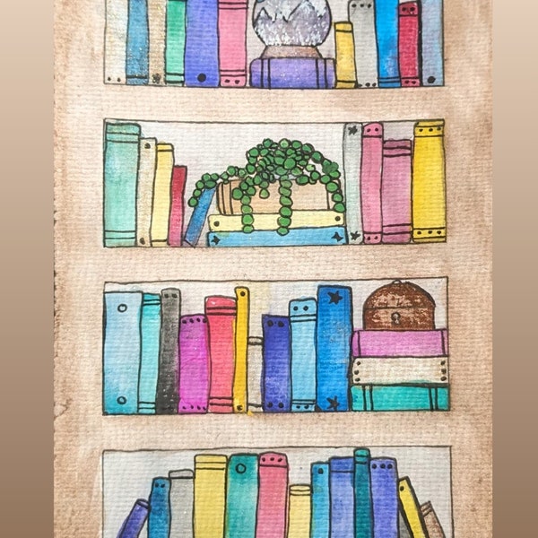 Watercolor Bookshelf Book Tracker - 50 Books - PDF printable