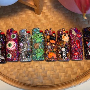 Halloween Lighter Case, Spooky Bedazzled Lighter Case, Rhinestone Lighter Case, Creepy Cute Halloween Gift, Horror Accessory