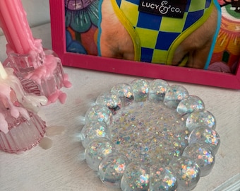 Customizable Resin Trinket Tray: Glitter Jewelry Dish, Home Decor