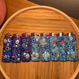 Bedazzled Evil Eye Lighter: Rhinestone Embellished Spiritual Decor
