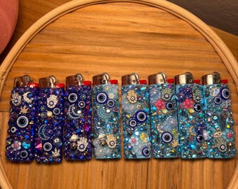 Bedazzled Evil Eye Lighter: Rhinestone Embellished Spiritual Decor