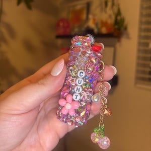 Customizable Bedazzled Lighter Case w/charm | Custom Charm Chain| Personalized Word or Name |