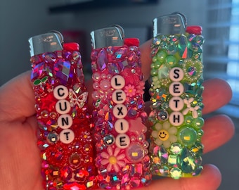 Custom Bedazzled Lighter and Ashtray Set | Personalized Junk Lighter, Bachelorette Gift