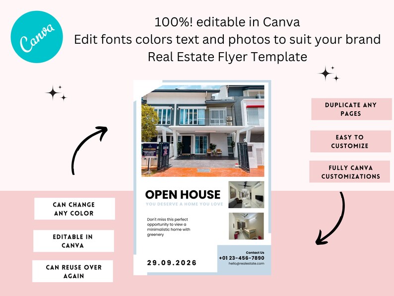 Flyer Template, Open House, House for Sale, Real Estate Marketing ...