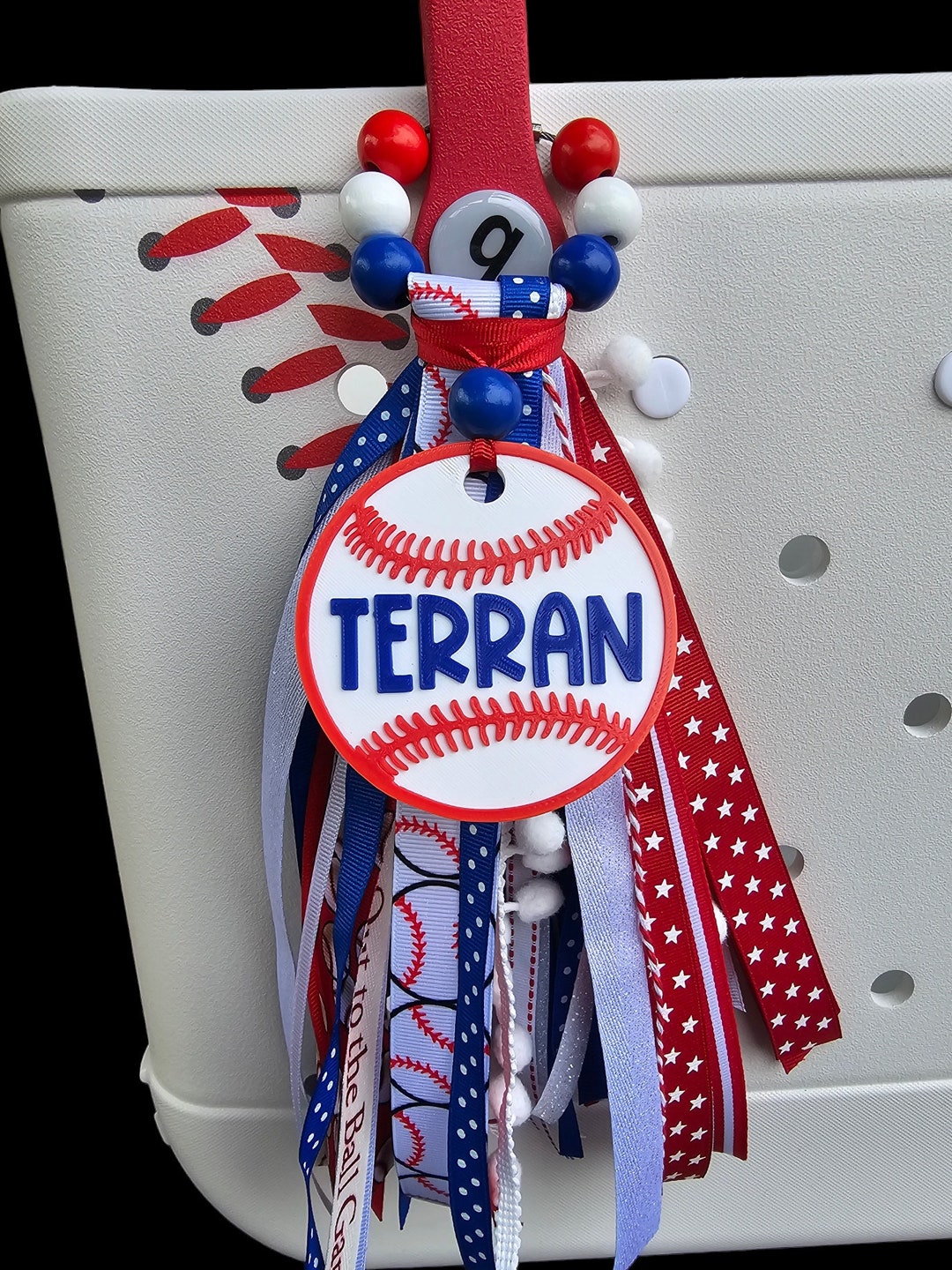 Personalized 3D Printed Baseball Ribbon Bag Tassel. - Etsy
