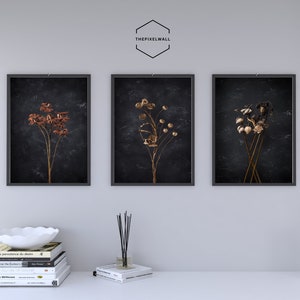 Dried flower pressed bouquet print, Watercolor Flower Gallery Wall Set, Neutral Floral Poster, Minimalist Bouquet, Floral Paintings