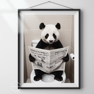 Panda Toilet Print: Funny Bathroom Wall Art (Digital Download)