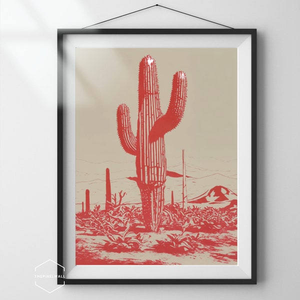 Mexican Desert Art Print, Housewarming Gift, Birthday, Digital Art Download, Wall Decor, Digital Download, Printable Wall Art