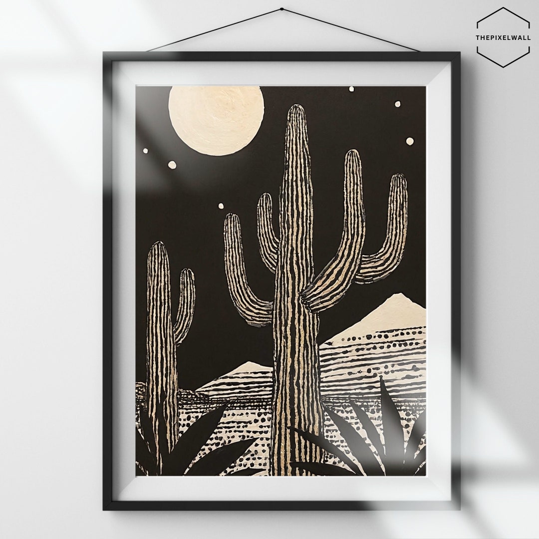 Saguaro Cactus Print: Vintage Mexican Desert Wall Art (digital Download ...