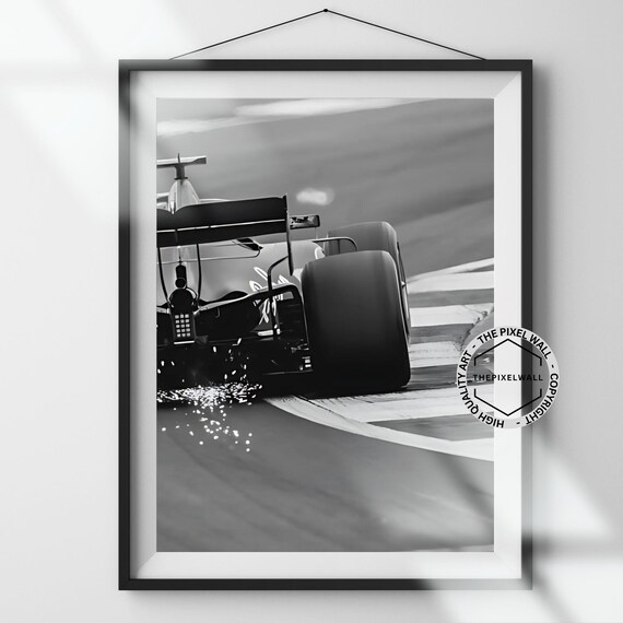 Formula 1 Car Poster: Black and White Racing Photography (Digital Download)
