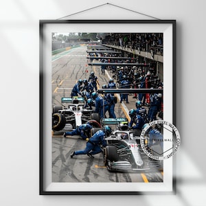 Formula 1 Pit Stop Photography, High-Speed F1 Racing Print, Motorsport Wall Art, Garage Decor for Car Enthusiasts