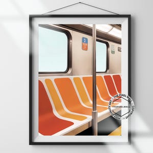 New York Subway Art Print, Iconic NYC Wall Art, Subway Train Illustration, Manhattan Travel Art, Unframed Print, Minimal Modern Wall Art