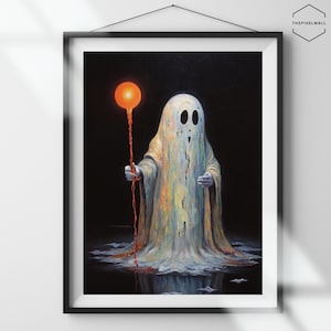 Geist hält Kerze, Vintage Poster, Kunst Poster Druck, Dark Academia, Haunting Ghost, Halloween Decor