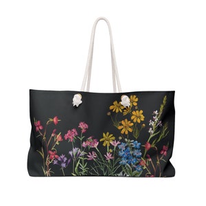 Wildflower Floral Print Tote Large, Stylish, Versatile Rope Handle Bag for Work, Weekend, Beach, Vacation, Mother's Day, Gifts for Her zdjęcie 2