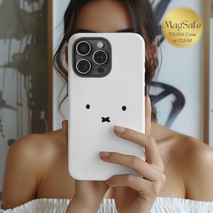 MagSafe Miffy Face Phone Case, Cute Bunny Clear/Tough Phone Case, iPhone 15 14 Pro,
