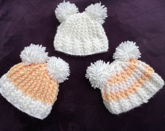 Handmade crochet baby beanie | pom pom baby hat | newborn baby hat | baby photo prop | coming home hat | 0 - 12 months crochet baby beanie