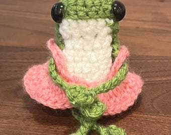 Finished product | Handmade Crocheted frog | Cottagecore | tiny frog |Amigurumi frog | Crochet Animal |