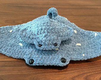 Finished Product | Crochet Stingray Multiple Sizes | Crochet Manta ray | Amigurumi Stingray | Crochet Toy | Handmade Gift