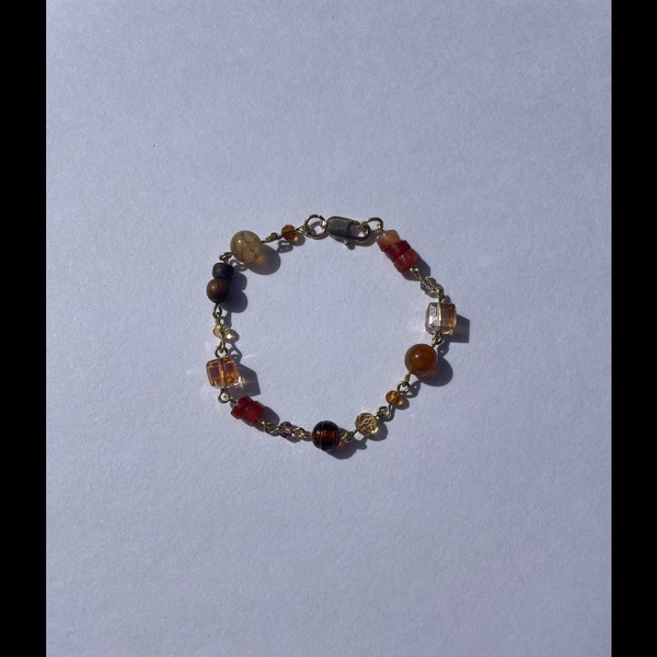 red/orange earth toned handmade bracelet