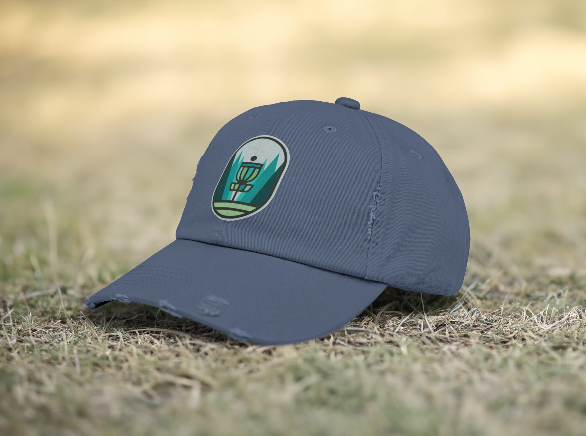 Disc Golf Basket Forest Unisex Distressed Cap - Etsy display picture 1