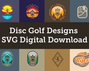 Discgolfdesigner SVG-paket digitala nedladdningar | Discgolf kommersiellt bruk clipart | Discgolfvektor