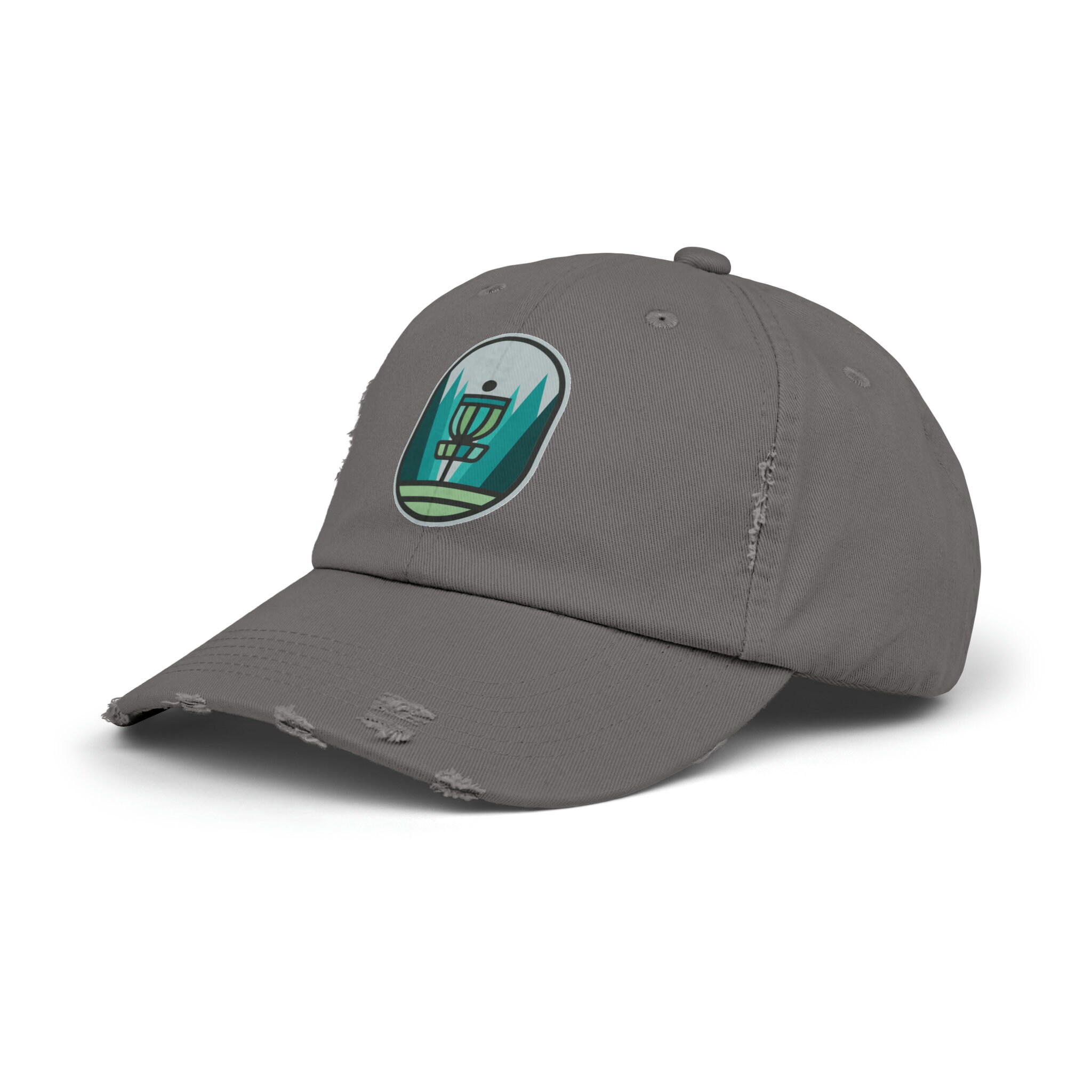 Disc Golf Cap Cotton Unisex Adjustable Distressed Tree Theme Golf Hat The Bay Golf Club - 6P Taslon Three Tree Circle Patch (Lt Gray) main image 3