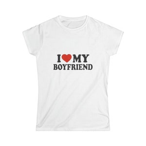 I love my Boyfriend Baby Tee, Vintage Graphic Tshirt Y2K Aesthetic Print, Girlfriend Couple Birthday Valentines Gift,Funny Slogan Meme 2000s Bild 2