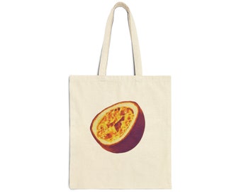 Tote Bag Aesthetic Passionfruit Print, 2000s 90s Purple Graphic Vintage Design, Y2K Maracuja Fruit Design, Birthday Gift Idea