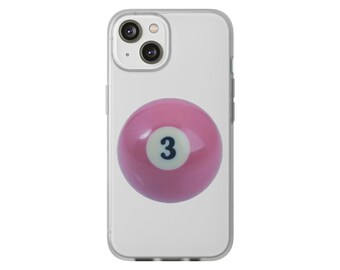 Aesthetic Vintage Phone Case, Iphone Samsung Galaxy, Billiard Pink Y2K Print, Streetstyle Retro Birthday Gift, Lucky 3 Ball Graphic