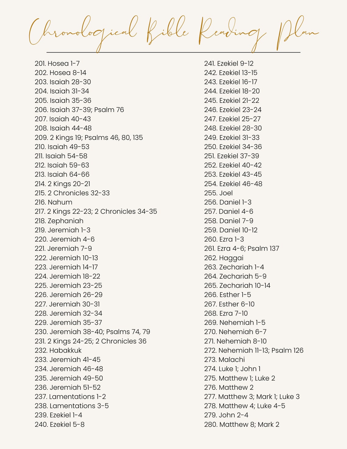 Chronological Bible Reading Plan: 365 Day Tracker (printable PDF) - Etsy