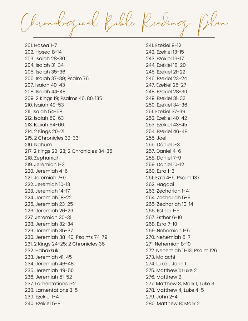 Chronological Bible Reading Plan: 365 Day Tracker (printable PDF) - Etsy
