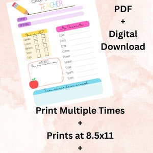 Teacher Favorites // Teacher Questionnaire // Teacher Survey // PDF Fillable // Back to School Questionnaire // Teacher Appreciation