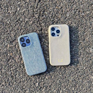 Coque de portable personnalisée en tissu denim pour iPhone 16 Pro SE, iPhone 15 14 Pro Max, 13 12 11, coque d'iPhone personnalisée, cadeaux pour elle